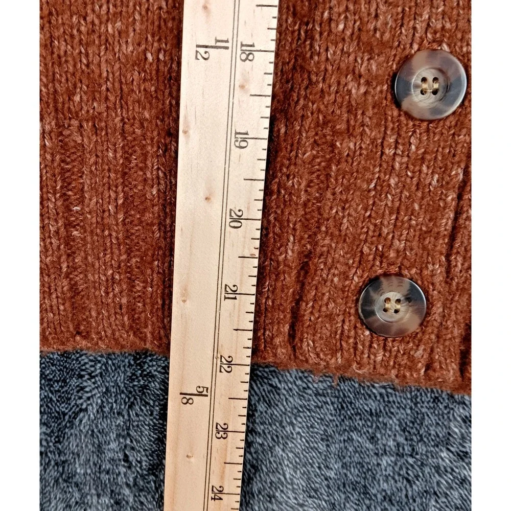 Vintage BCBG Max Azria Women's Medium Brown Cowl‎ Neck Sweater Full Button H